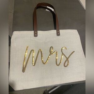 Kirklands Tote with Gold Mrs in Sequins